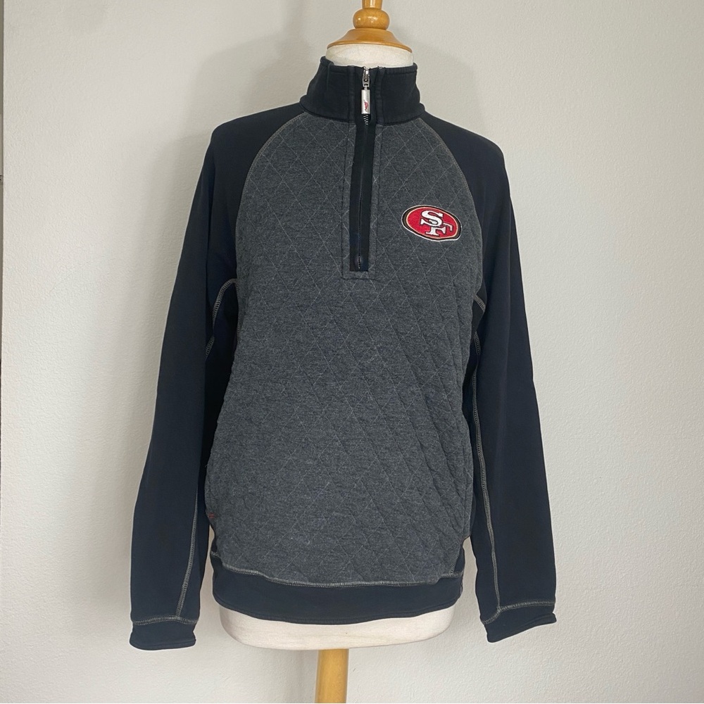 Tommy Bahama Football Black Gray San Francisco 49ers Zip Sweatshirt Size Small